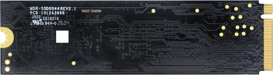 Achteraanzicht van een consumer M.2 2280 NVMe PCIe 3.0 SSD-module.