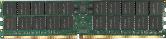 Alternatief achteraanzicht van een DDR5 RDIMM-module uit de enterprise-productfamilie.